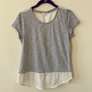 Maison Jules Striped Short Sleeve Tee Sheer S